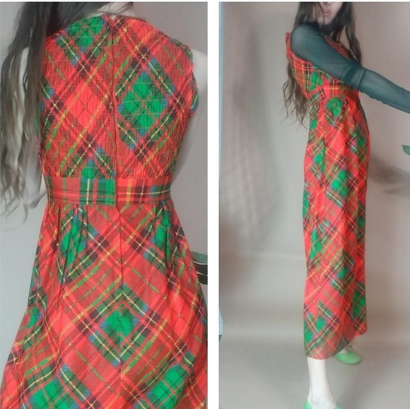 🎈Sale! Vintage 60s 70s Plaid Sleeveless Dress xs - Picture 1 of 7
